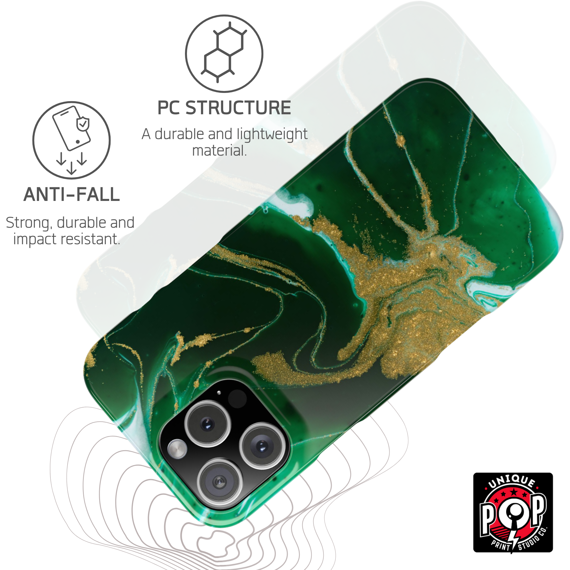 Galactic elegance | "Green Marble" | Ultra slim case for iPhone®