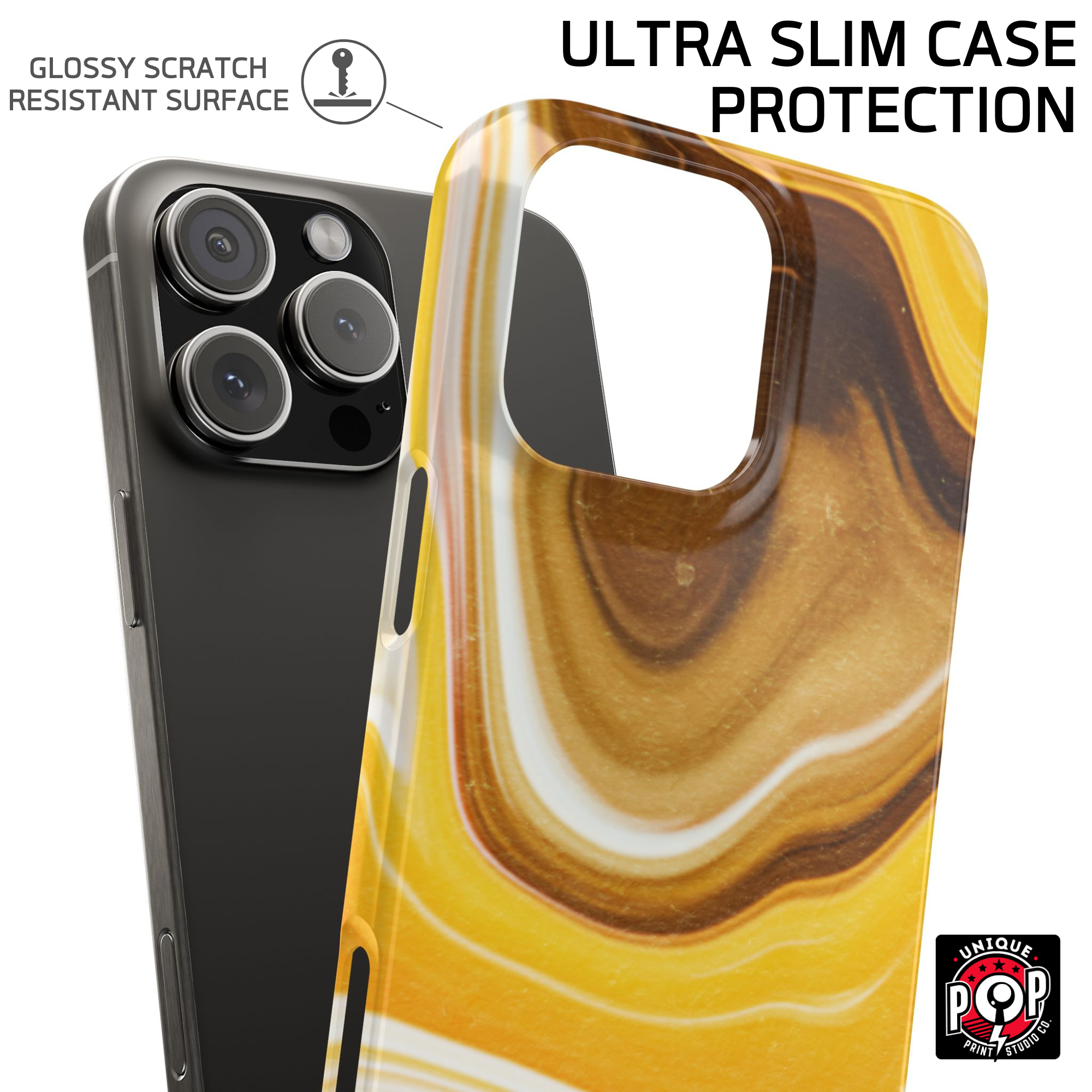 Galactic elegance | "Yellow Brown White" | Ultra slim case for iPhone®