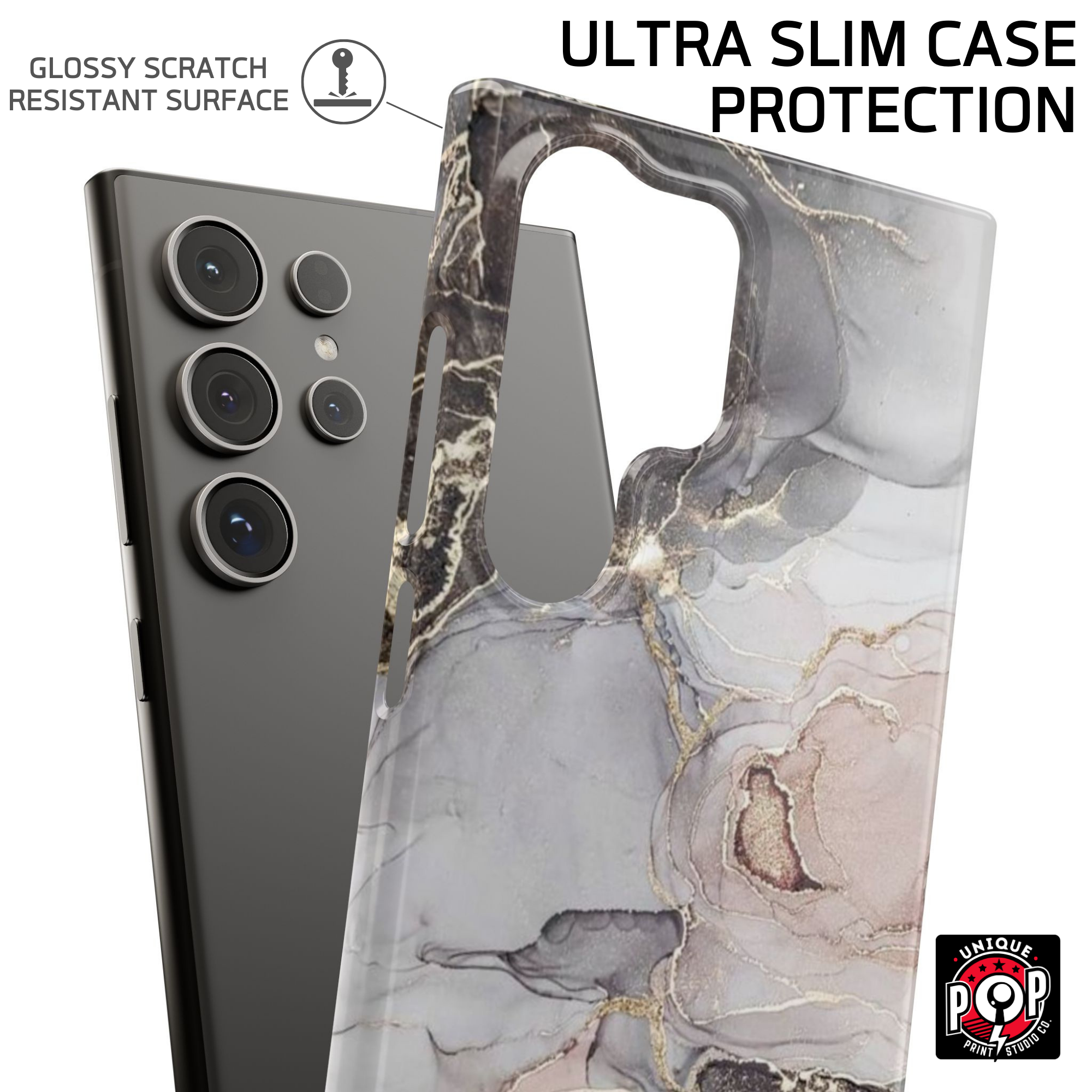 Galactic elegance | "Gray White Gold" | Ultra slim case for Samsung®